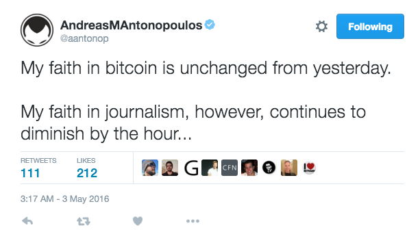 Andreas Antonopoulos tweet