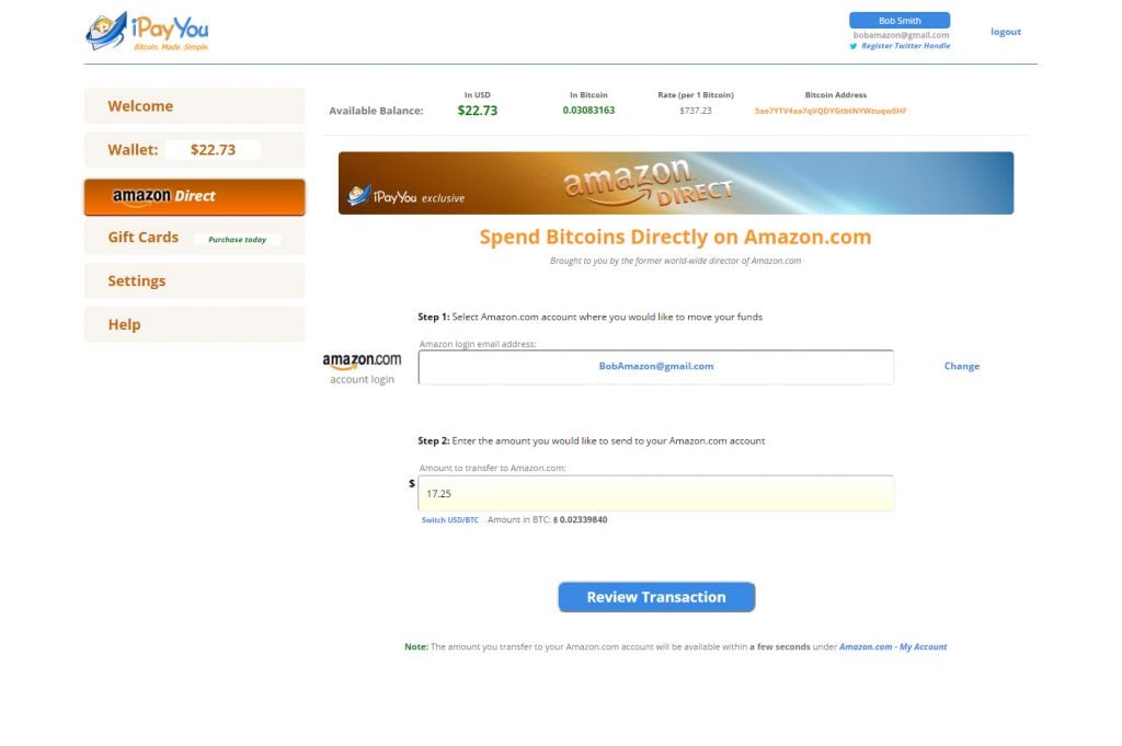 aazon direct bu bitcoin