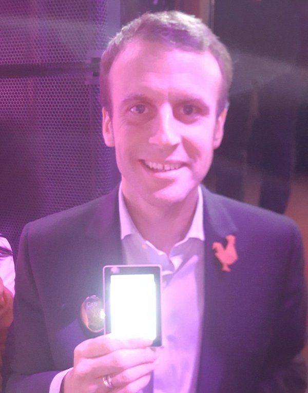 France's Newly-Elected President Brandishes a Ledger Blue