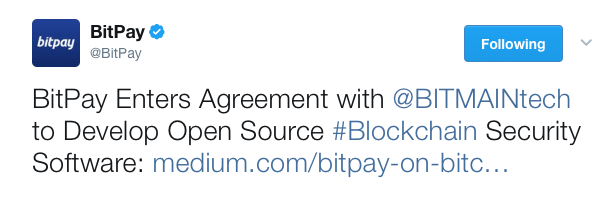 Bitpay Partners With Bitmain in a 'Multi-Million Dollar Agreement'