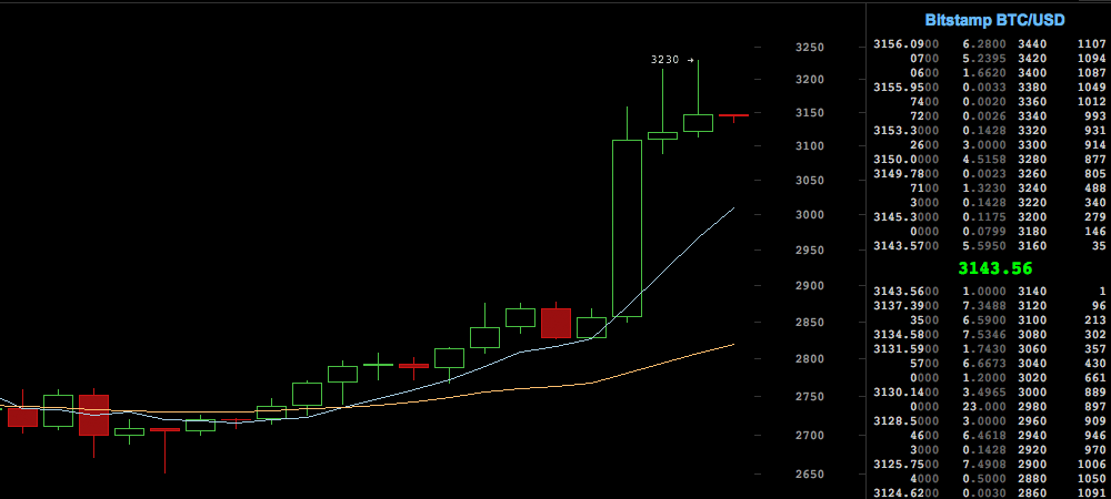 Bitcoin Surpasses Milestone Price of $3000 Across Global Exchanges Bitcoin Surpasses Milestone Price of $3000 Across Global Exchanges