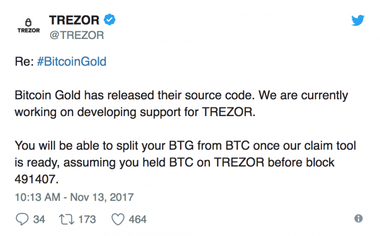 bitcoin gold trezor