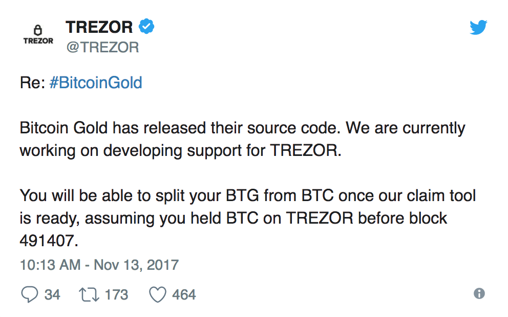 Trezor Announce Support for Bitcoin Gold But Other Platforms Steer Clear