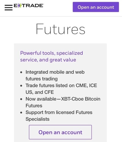Etrade Joins Increasingly Crowded Bitcoin Futures Market