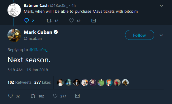 Mark Cuban’s NBA Team Mavericks to Sell Tickets for Bitcoin “Next Season”