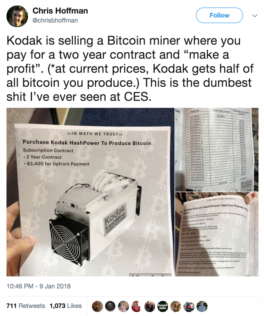 Kodak Getting Into Bitcoin Mining