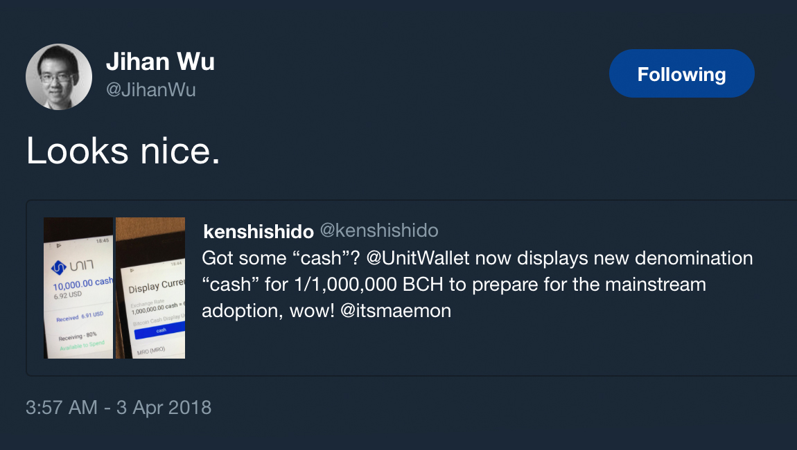 Ken Shishido's Quest to Use the 'Cash' Denomination for BCH Fractions