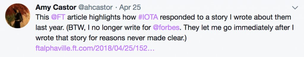 IOTA Supporters: Tweeting a News Link Is “Spreading FUD”