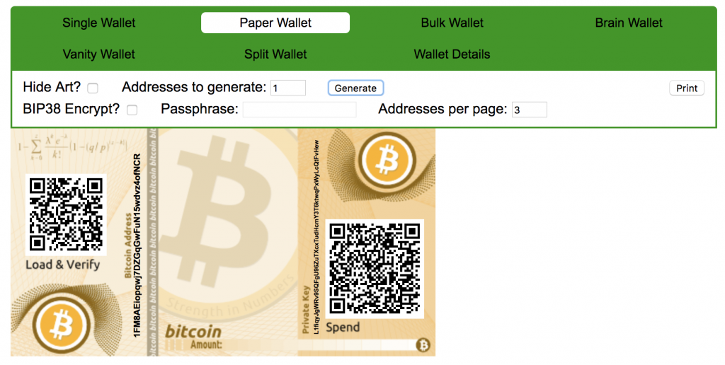 bitcoin paper wallet létrehozása
