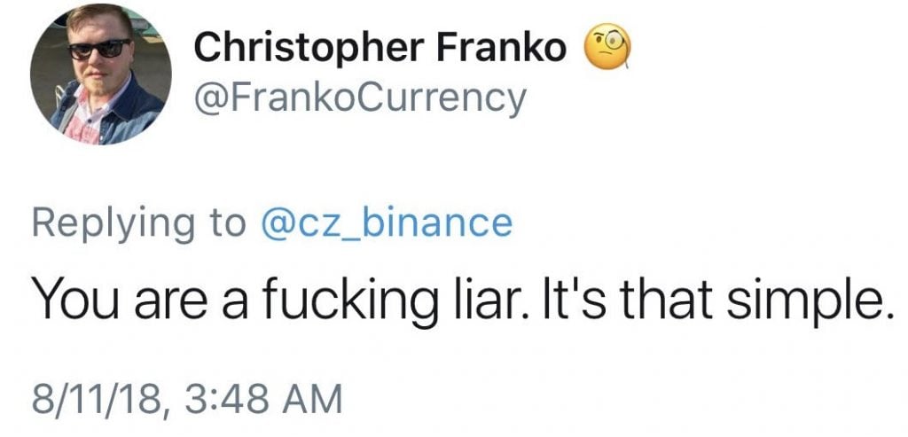 Binance Denies 400 BTC Listing Quote; Accuser Responds, “You are a F***king Liar”
