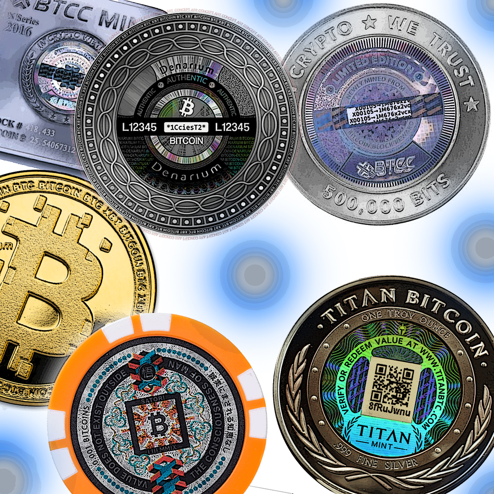 9Pcs Bitcoin BTC Cryptocurrency Chase Coin Gold Silver and Bronze Physical Bitcoin Coin Blockchain Cryptocurrency in Protective Collectable Gift Featuring Original Commemorative Tokens 