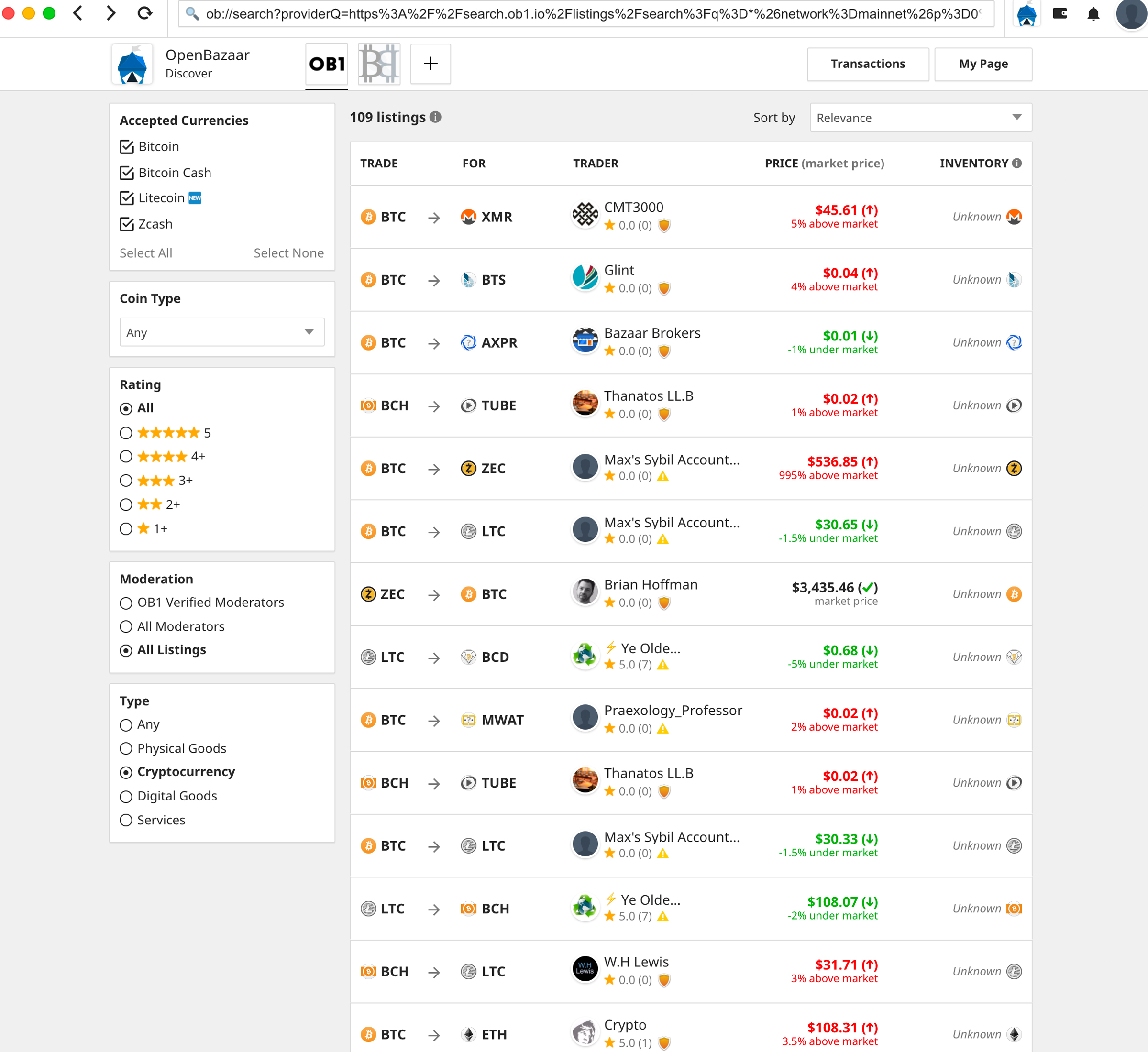 A Look at Openbazaar's Multi-Currency Wallet and Vendor Listings 