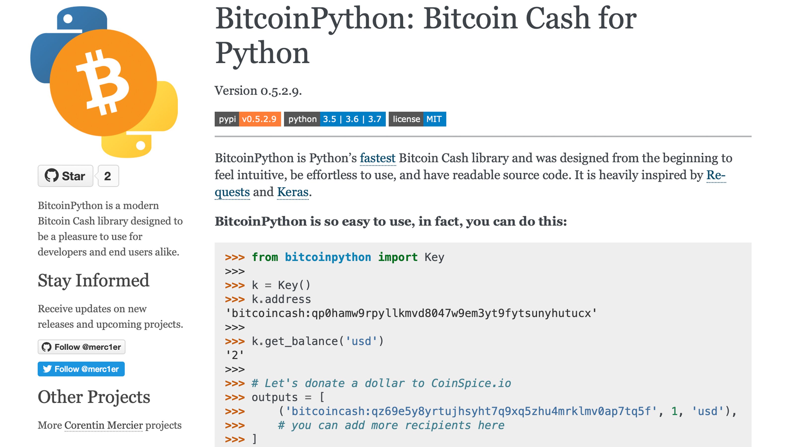 biblioteca bitcoin python