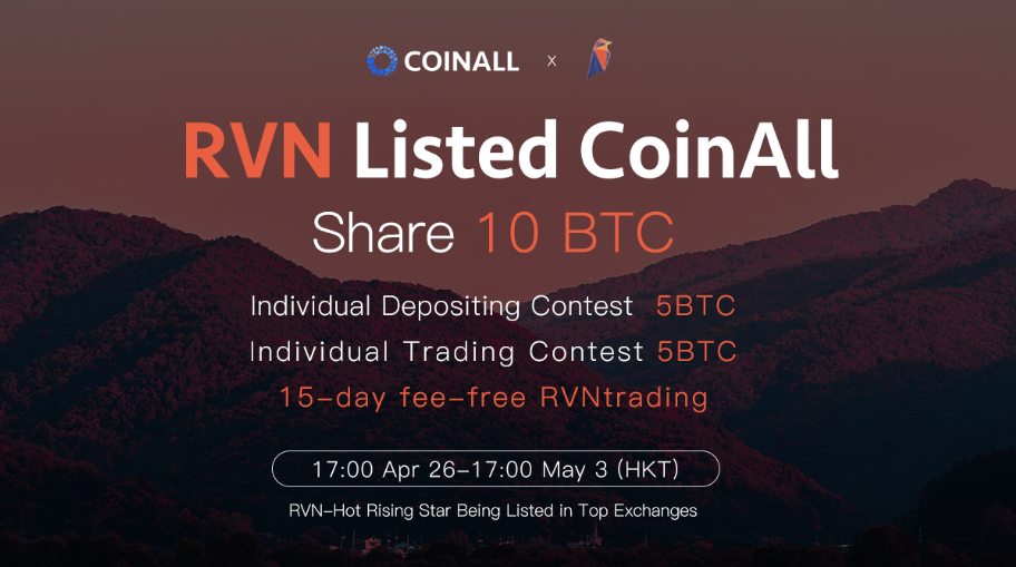 CoinAll Lists Ravencoin With 10 BTC Giveaway