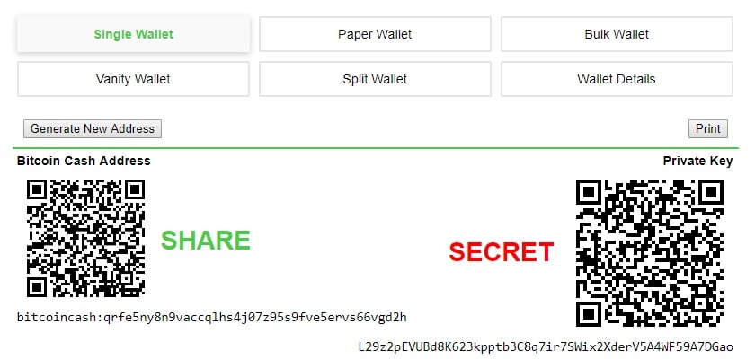generate bitcoin cash wallet