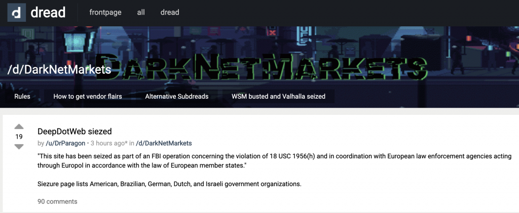 Feds Seize News Site Deepdotweb as Darknet Crackdown Intensifies