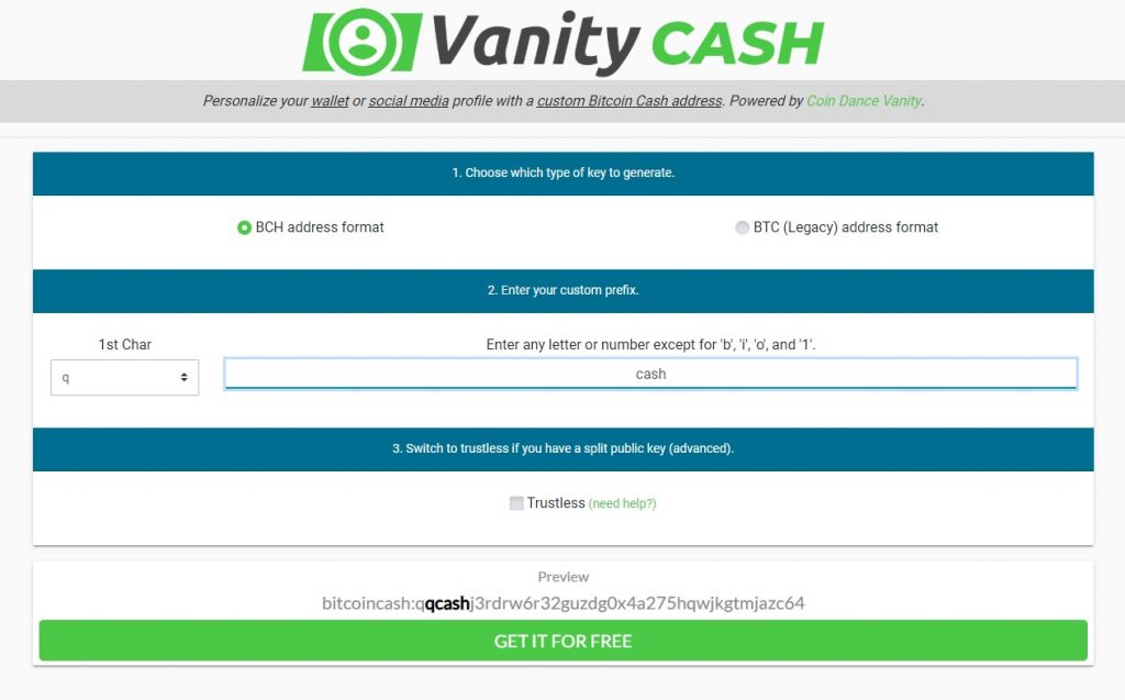 Create a Custom BCH Address With Vanity.cash The Daily Tip Bitcoin News