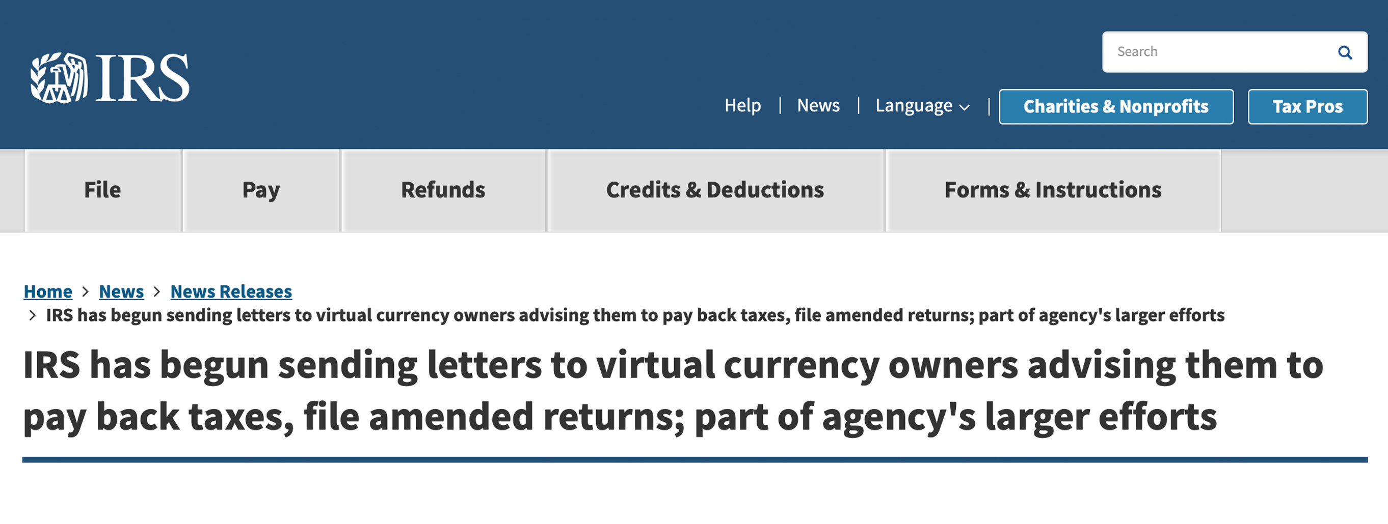 10,000 American Cryptocurrency Owners Will Receive Warning Letters From the IRS