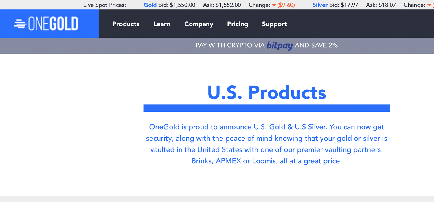 Online Bullion Marketplace Onegold Sees $50 Million in Crypto Payments