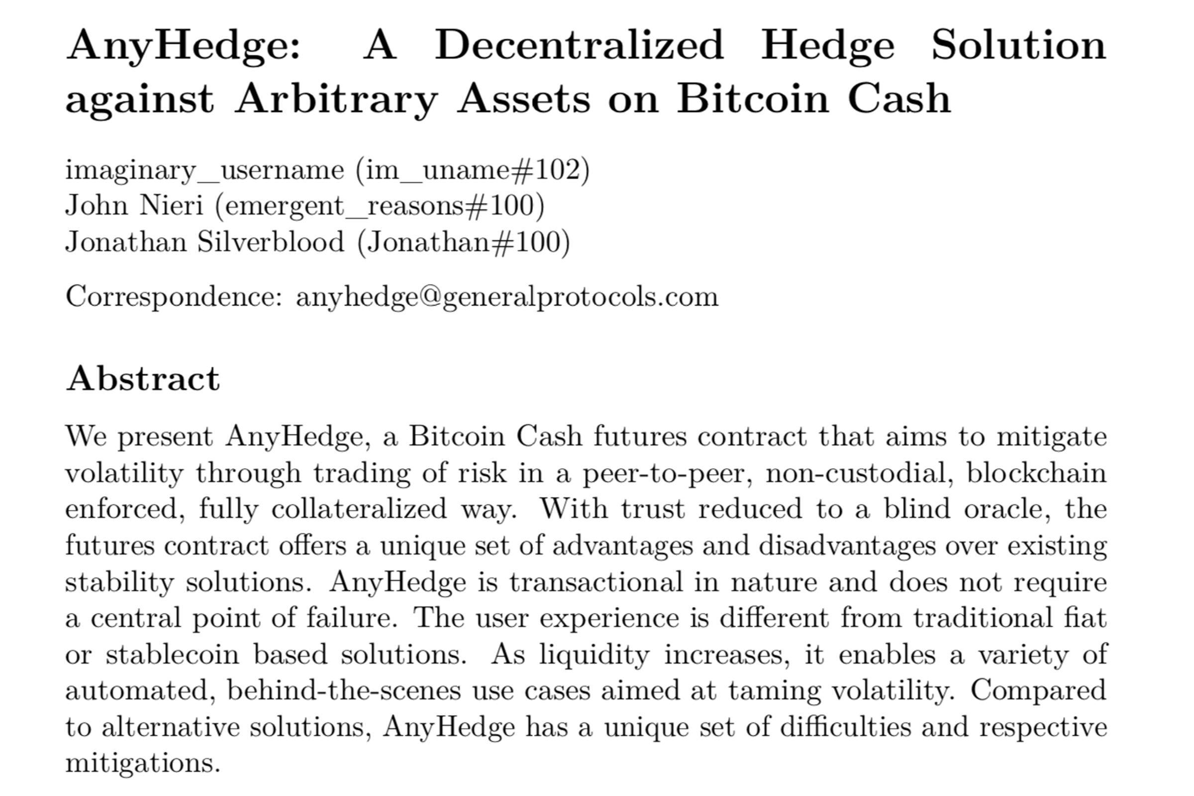 Anyhedge to Launch Blockchain-Enforced Synthetic Derivatives for Bitcoin Cash