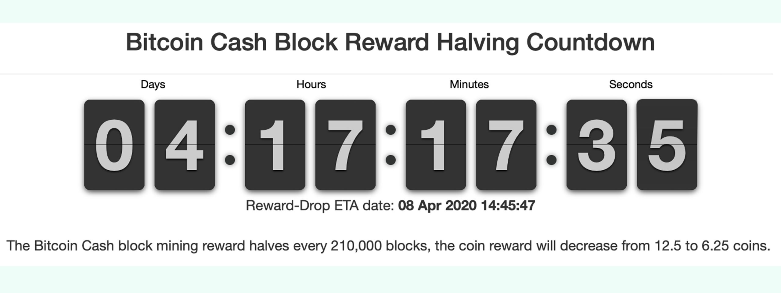 The Bitcoin Cash Halving Countdown - 50% Less Block Reward in 4 Days