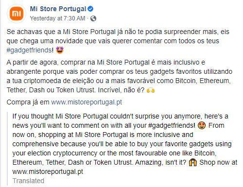Mi Store Portugal Mengungkapkan Penerimaan Crypto, Xiaomi Mengatakan 'Keputusan Dibuat Tanpa Sepengetahuan atau Persetujuan'