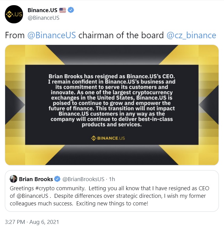 binance brian brooks Binance US CEO Steps Down as the Crypto Exchange Faces Rising Regulatory Scrutiny