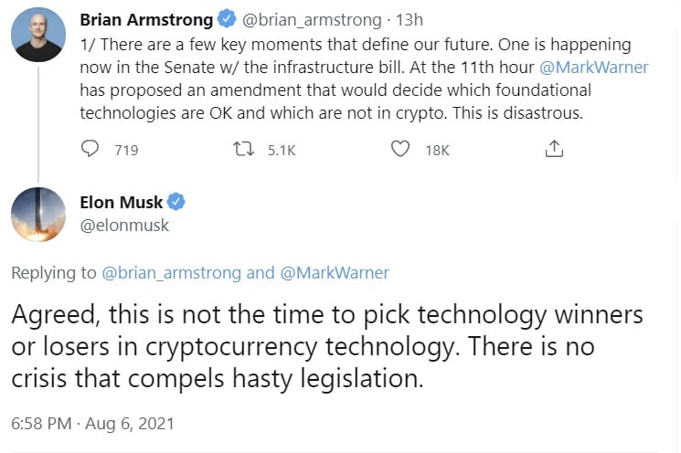 Tesla CEO Elon Musk Opposes 'Hasty' Cryptocurrency Regulation