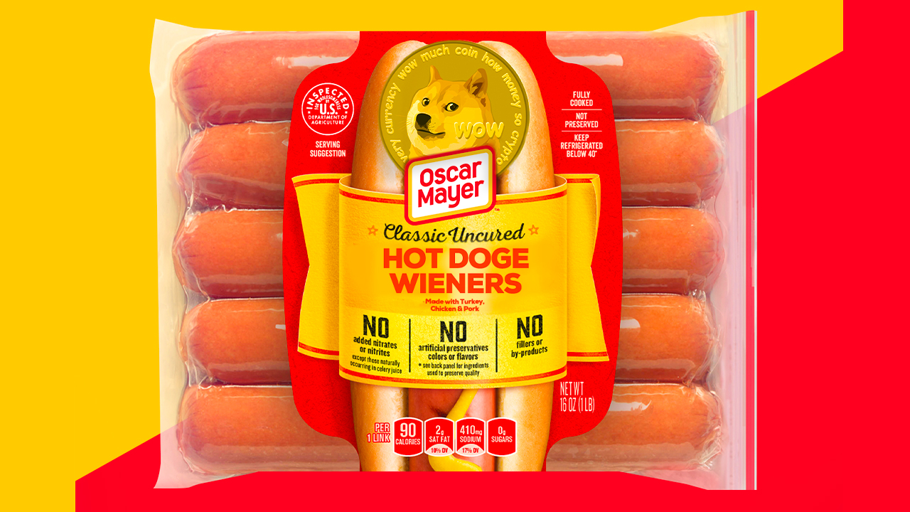 Oscar Mayer is auctioning off a 10-pack of Dogecoin-themed hot dogs, proceeds go to hunger-relief charity