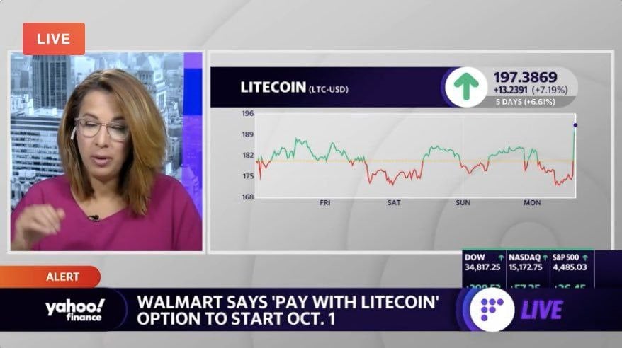 image 2021 09 13 104322 Walmart and Litecoin Payment News Debunked by Walmart Spokesperson, LTC Prices Shudder from Fake News