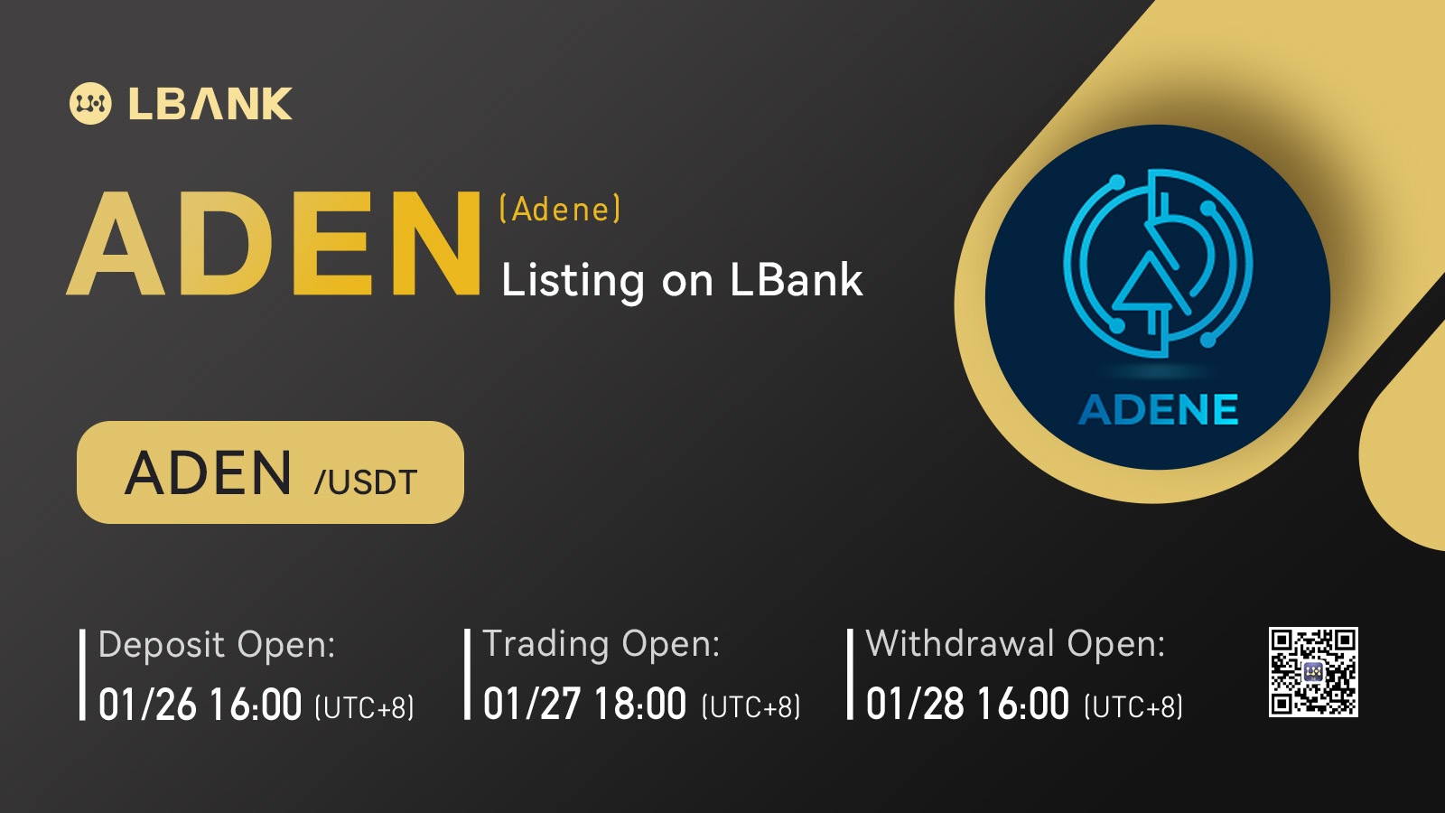 LBank Exchange Will List ADENE (ADEN) on January 27, 2022