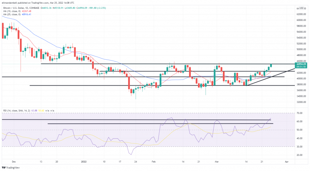 Bitcoin, Ethereum Technical Analysis: Btc Surges To $45,000, As Russia Considers Accepting The Crypto For Oil &Amp; Gas