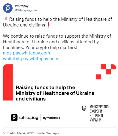 Fundraising Platform Says It Raised and Distributed 2 Million USDT to Ukrainians