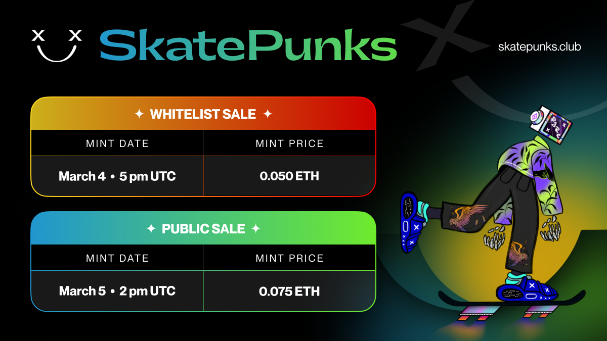 Skate Punks Club NFT Sales – March 4 and 5, 2022 – Press release Bitcoin News