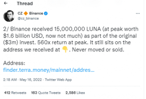 CZ Says Binance Supports Proposal to Compensate LUNA Retail Users First CZ Says Binance Supports Proposal to Compensate LUNA Retail Users First