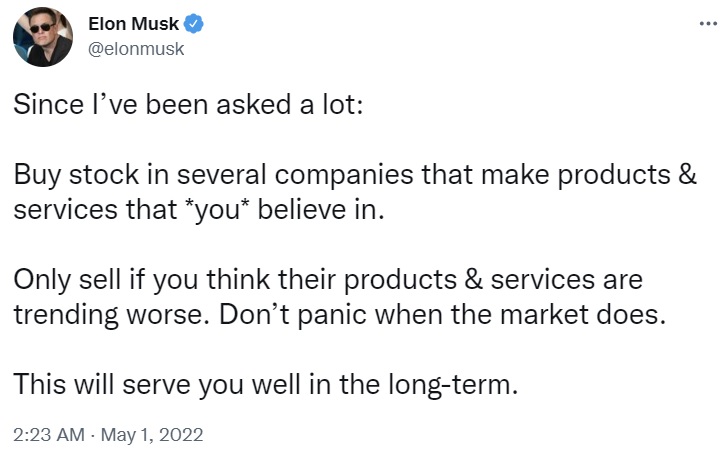 Le PDG de Tesla, Elon Musk, fournit des conseils d'investissement qui 