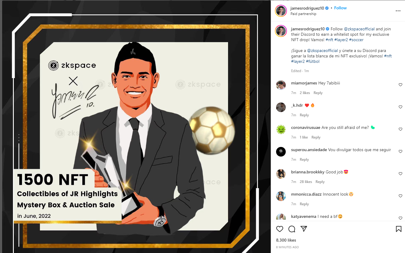 Trending Sport NFTs A Look at Legendary Colombian Soccer Player James