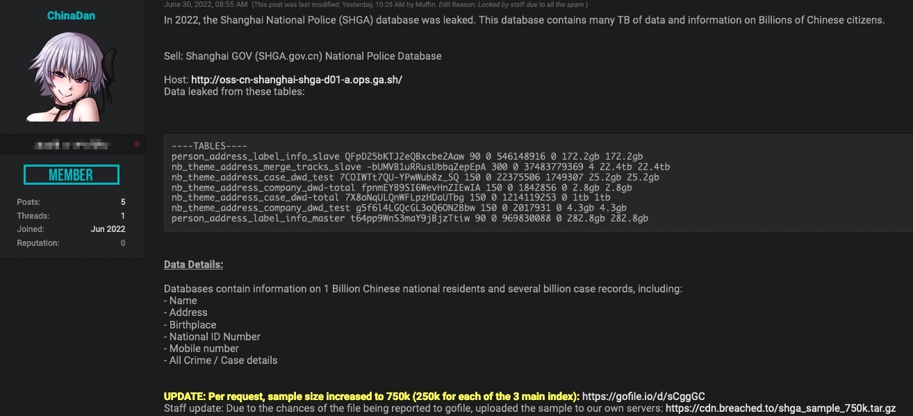 Leaked Personal Data of 1 Billion Chinese Citizens on Sale for 10 Bitcoins — Hacker Claims Stolen From Shanghai Police