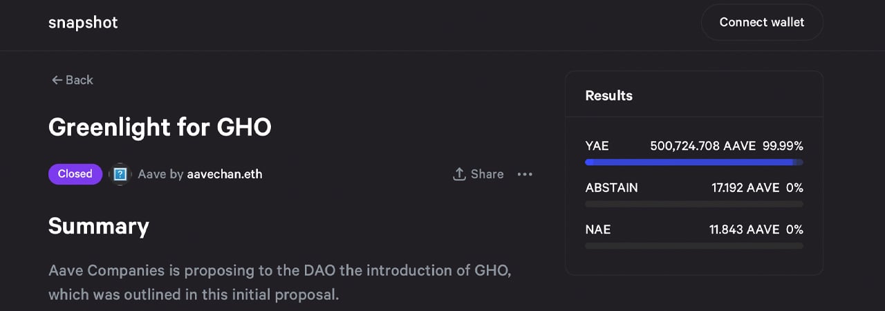 Aave DAO Approves the Launch of a Collateral-Backed Stablecoin Called GHO 