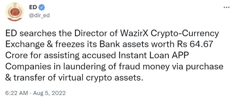 India Freezes Crypto Exchange Wazirx’s Bank Assets — Binance Claims Acquisition of Wazirx Was ‘Never Completed’