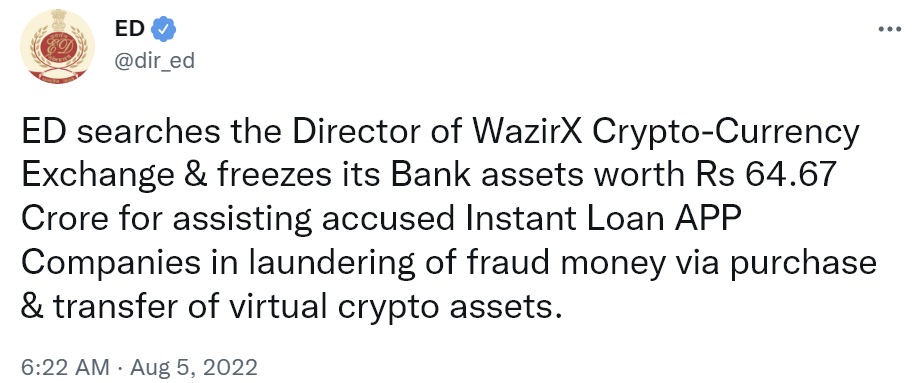 India Freezes Crypto Exchange Wazirx’s Bank Assets — Binance Claims Acquisition of Wazirx Was ‘Never Completed’ - Bitcoin News (Picture 2)