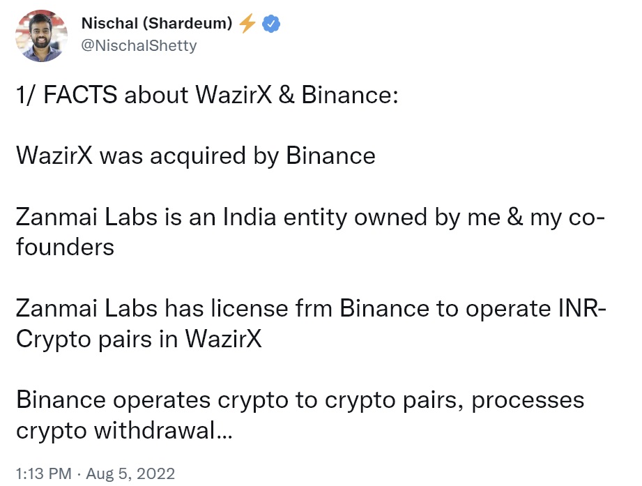 India Freezes Crypto Exchange Wazirx’s Bank Assets — Binance Claims Acquisition of Wazirx Was ‘Never Completed’ - Bitcoin News (Picture 4)