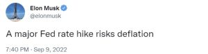 Tesla CEO Elon Musk Warns a Major Fed Rate Hike Risks Deflation Tesla CEO Elon Musk Warns a Major Fed Rate Hike Risks Deflation