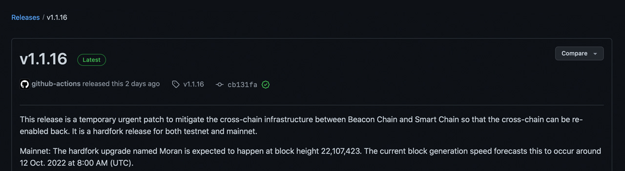 Blockchain podporovaný Binance dokončuje Hard Fork, aby znížil budúce hacky cross-Chain Bridge