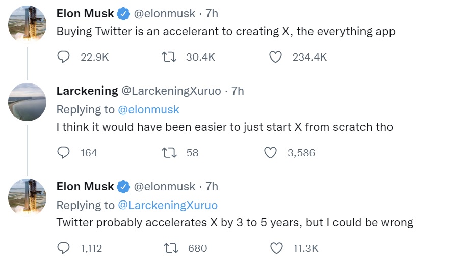 Elon Musk laisse entendre que tout App 'X' est à venir - dit que l'achat de Twitter accélère la création de X