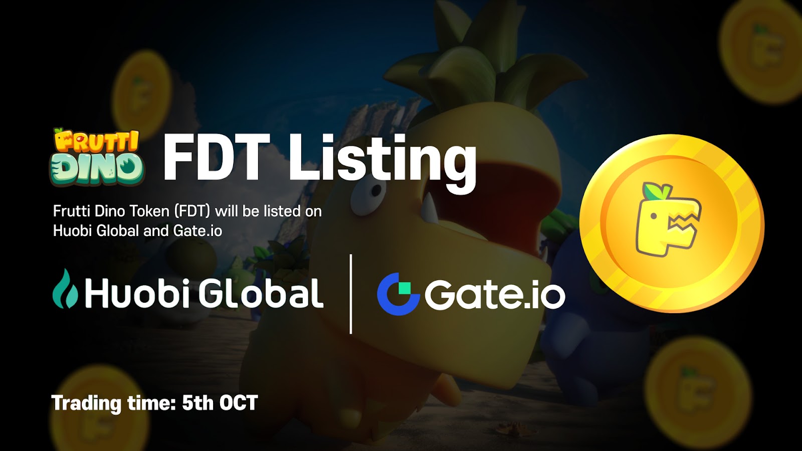 Frutti Dino’s FDT Token to Be Listed on Huobi Global and Gate․io