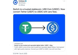 Coinbase Entices Users to Switch From USDT to USDC, Crypto Firm Says Recent Events 'Put Some Stablecoins to the Test' Coinbase Entices Users to Switch From USDT to USDC, Crypto Firm Says Recent Events 'Put Some Stablecoins to the Test'