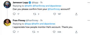 Hal Finney's Wife Fran Activates Her Husband's Twitter Account to Protect It From 'Being Purged' by Elon Musk Hal Finney's Wife Fran Activates Her Husband's Twitter Account to Protect It From 'Being Purged' by Elon Musk