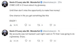 Kevin O'Leary's Twitter Account Hacked to Promote Bitcoin, Ethereum Giveaway Scam Kevin O'Leary's Twitter Account Hacked to Promote Bitcoin, Ethereum Giveaway Scam