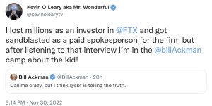 Kevin O'Leary, Bill Ackman Slammed for Defending Sam Bankman-Fried Kevin O'Leary, Bill Ackman Slammed for Defending Sam Bankman-Fried